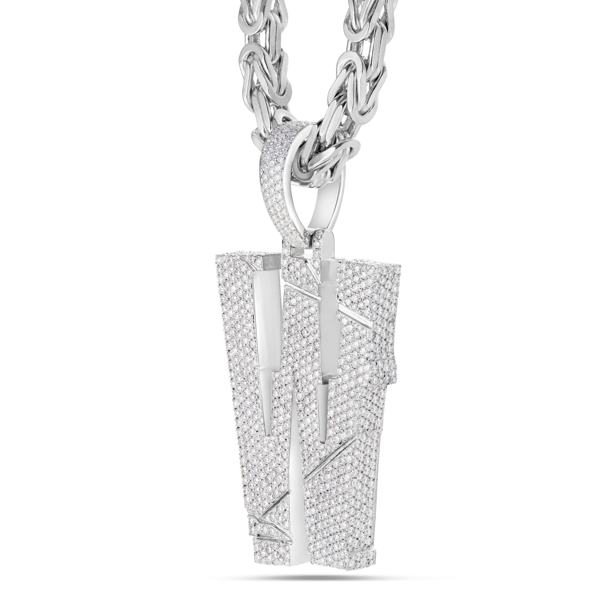 Custom "W" Large Diamond Wallo Pendant