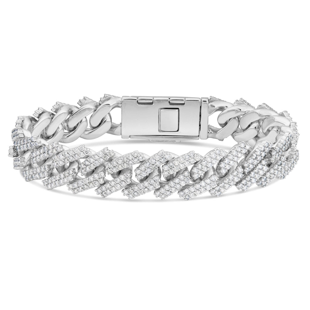 10K White Gold 13ct 16mm Diamond Cuban Bracelet
