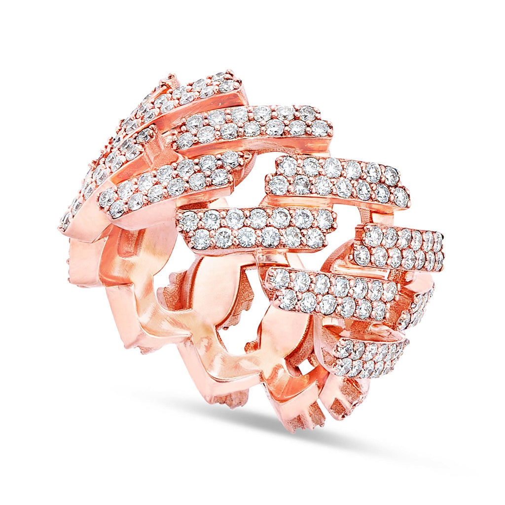 10K Gold 3.20ct Diamond Cuban Link Eternity Ring