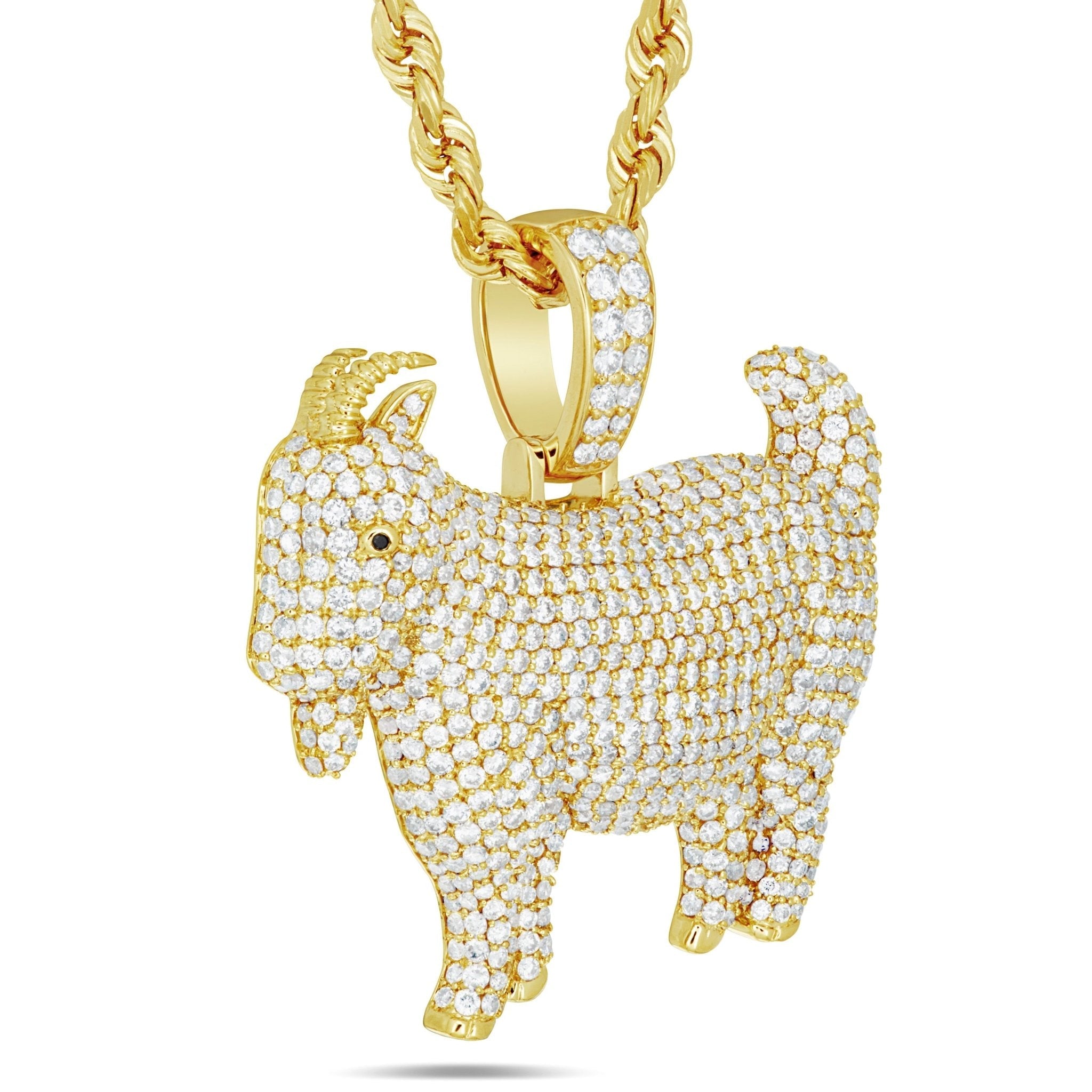 14k Yellow Gold 4.75ct Diamond Goat Pendant