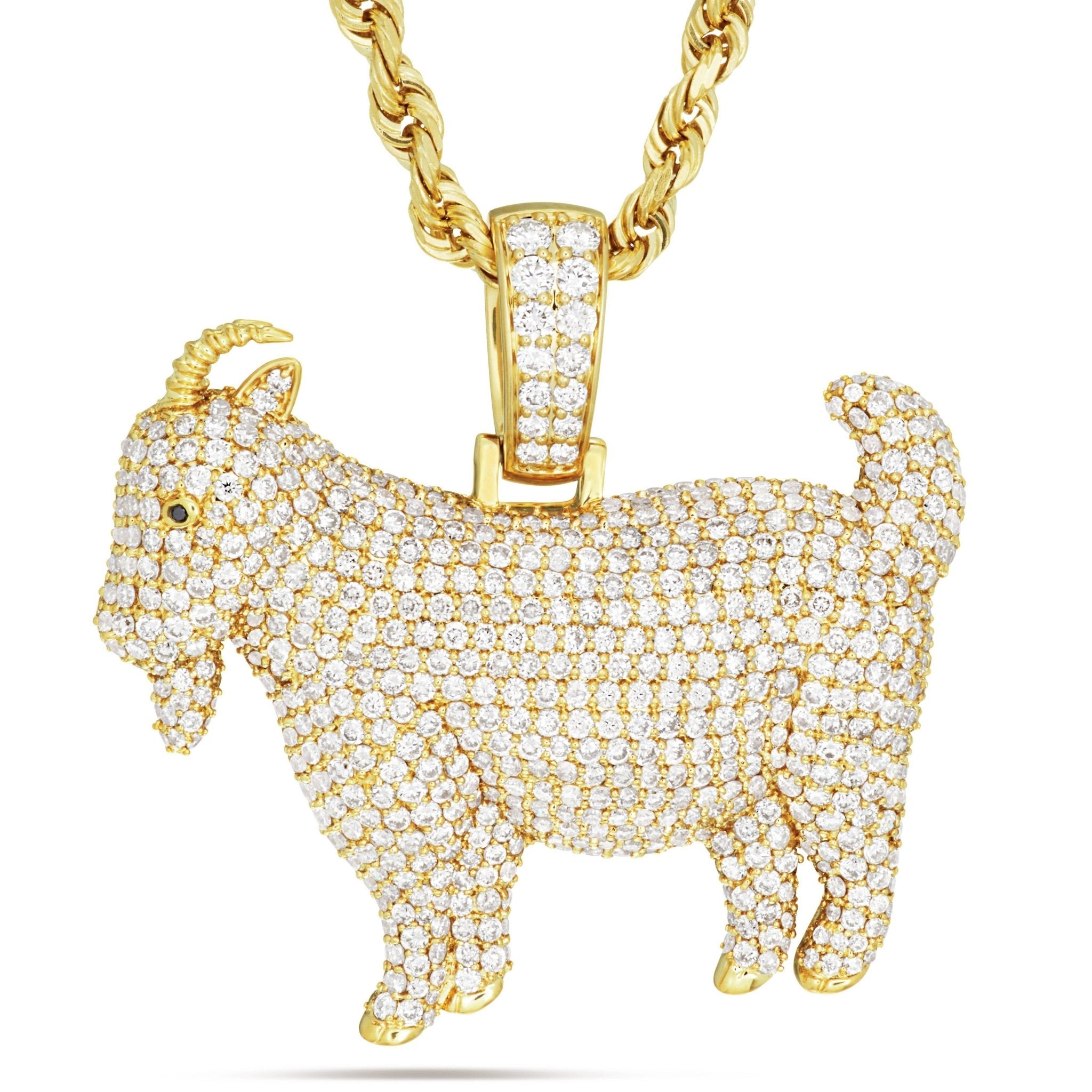 14k Yellow Gold 4.75ct Diamond Goat Pendant