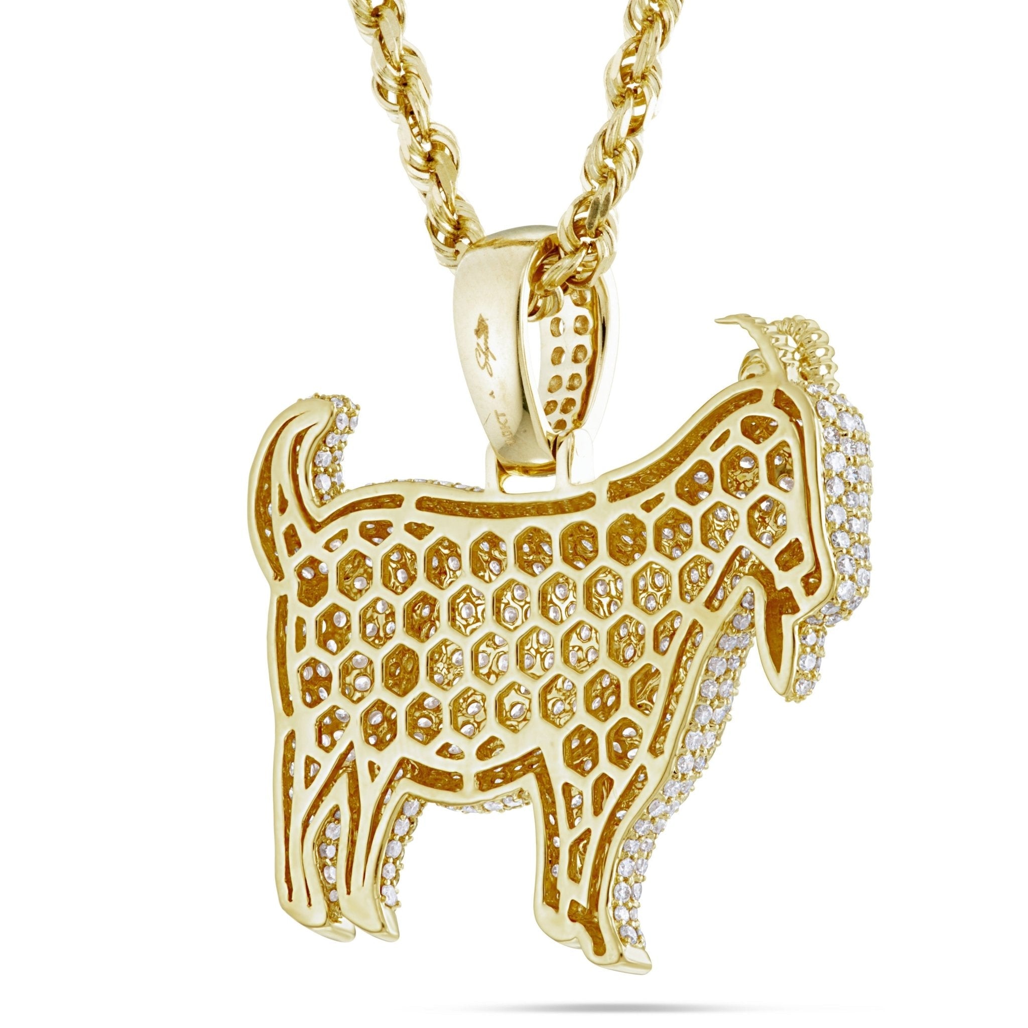 14k Yellow Gold 4.75ct Diamond Goat Pendant