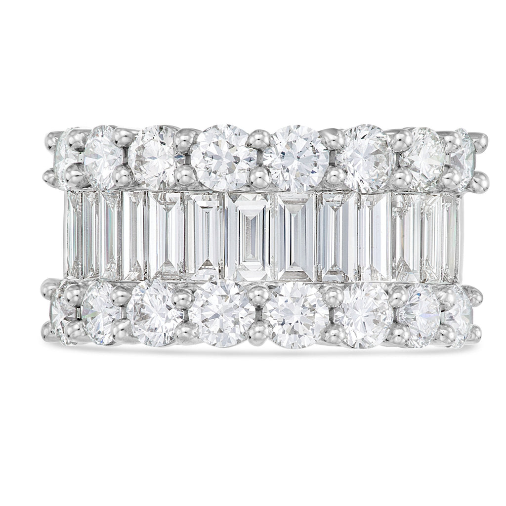 18K White Gold 4.31ct Baguette Diamond Half Eternity Ring
