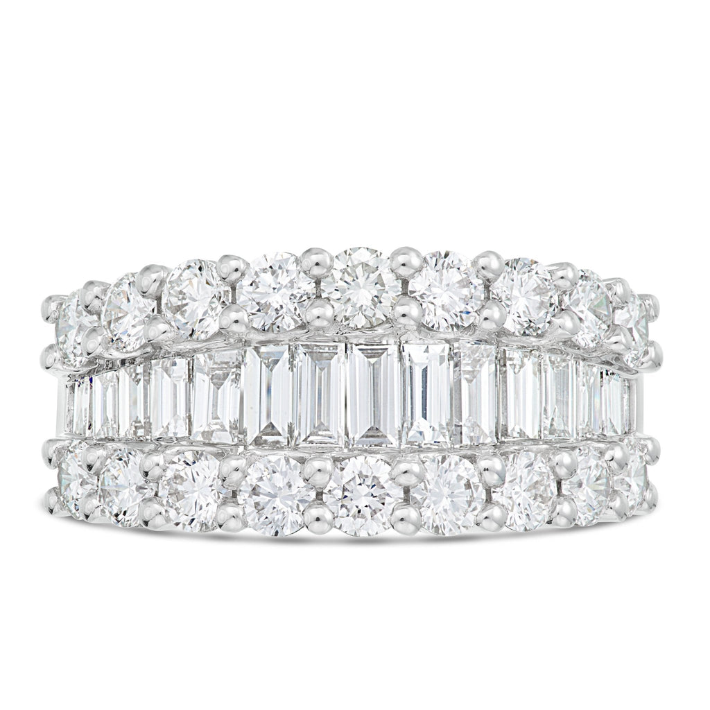 18K White Gold 2.57ctw Baguette Diamond Half Eternity Ring