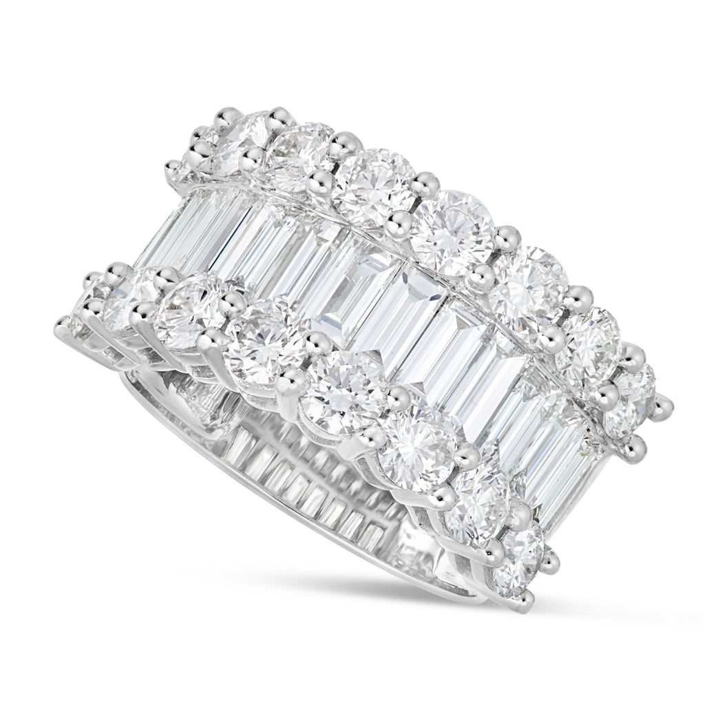 18K White Gold 4.31ct Baguette Diamond Half Eternity Ring