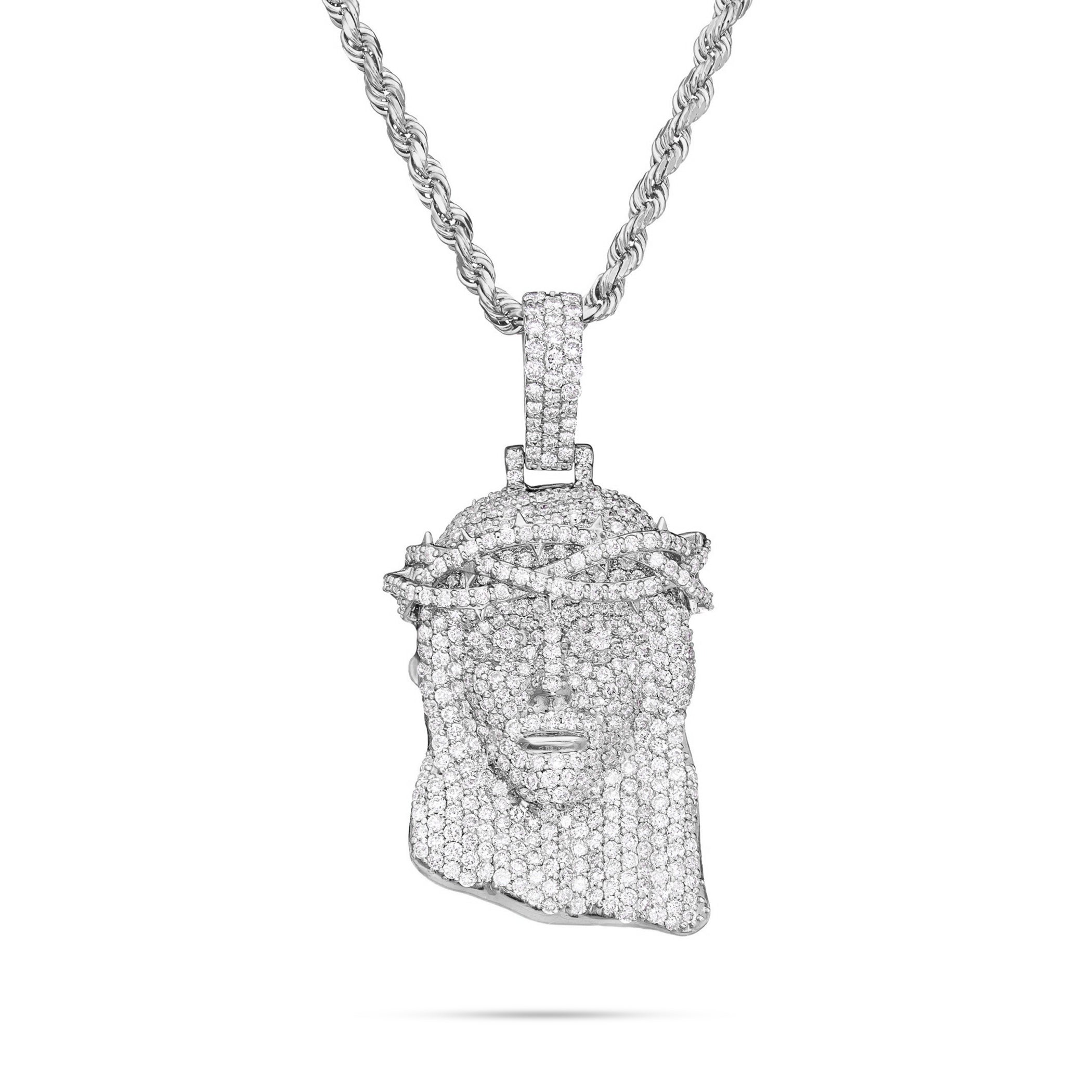 14K Gold 5.29ct Diamond Jesus Head Pendant