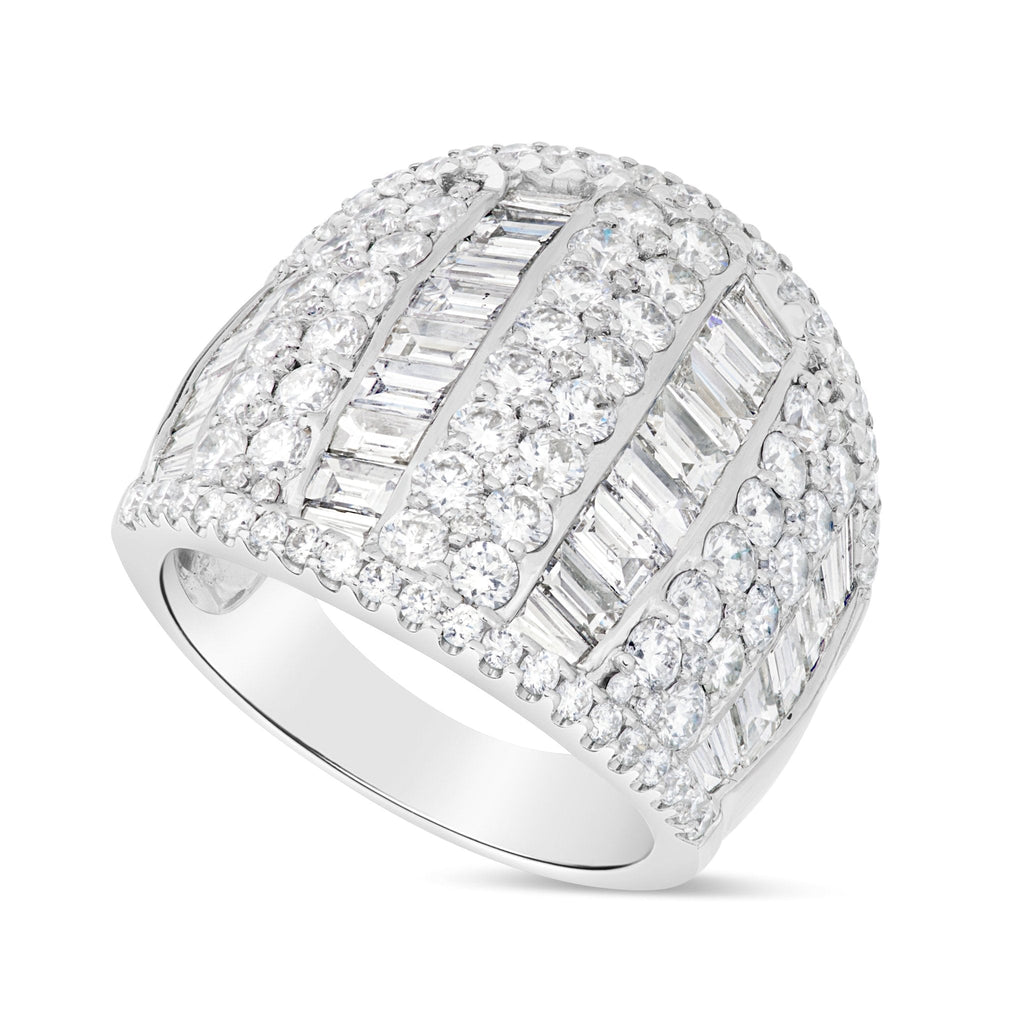 18K White Gold 4.90ct Baguette Diamond Statement Ring