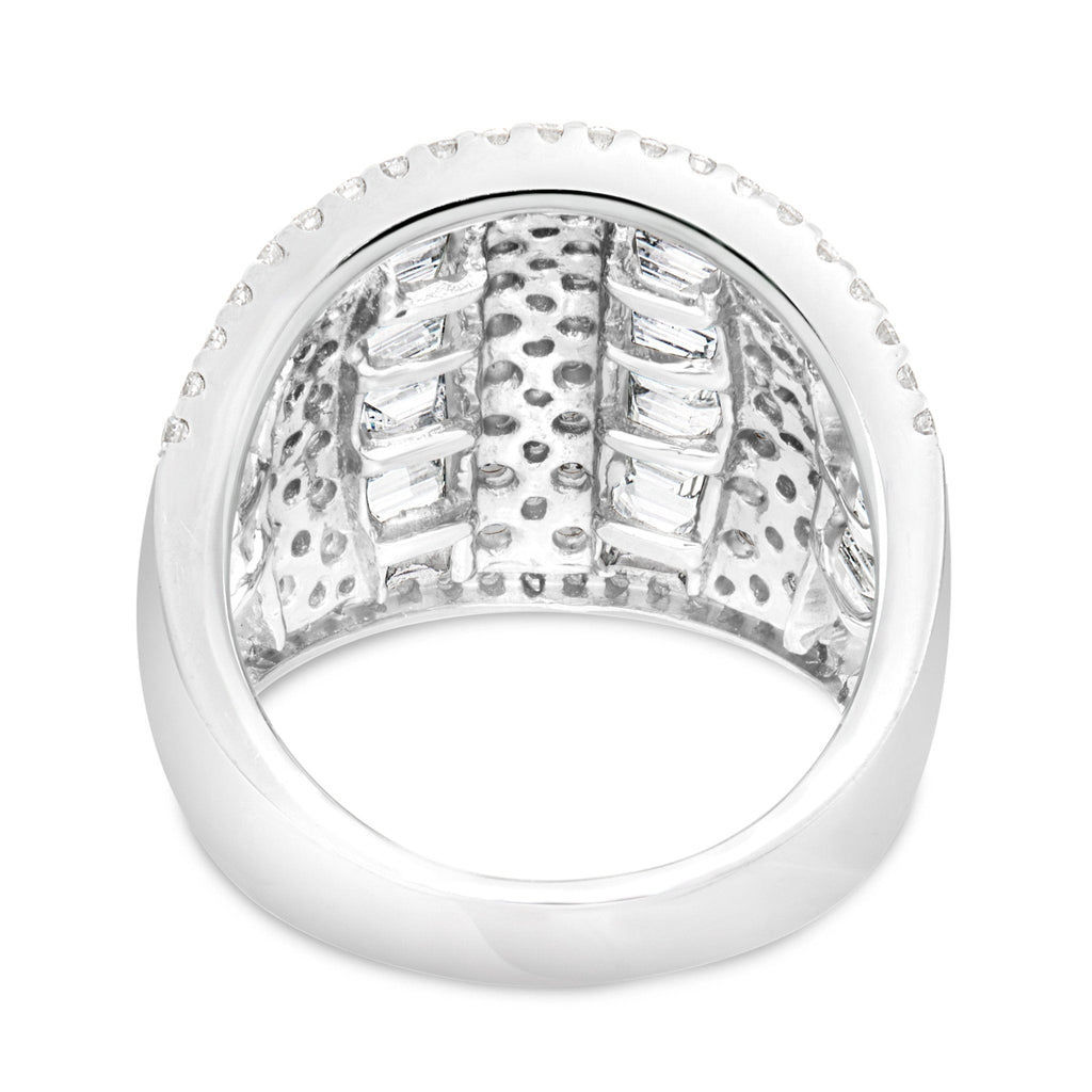 18K White Gold 4.90ct Baguette Diamond Statement Ring