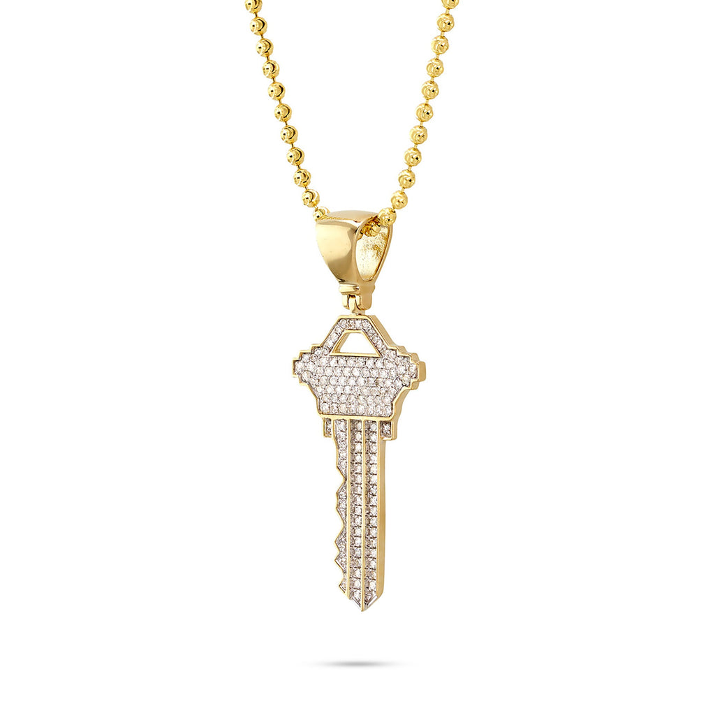 10k Yellow Gold .55ct Diamond Key Pendant