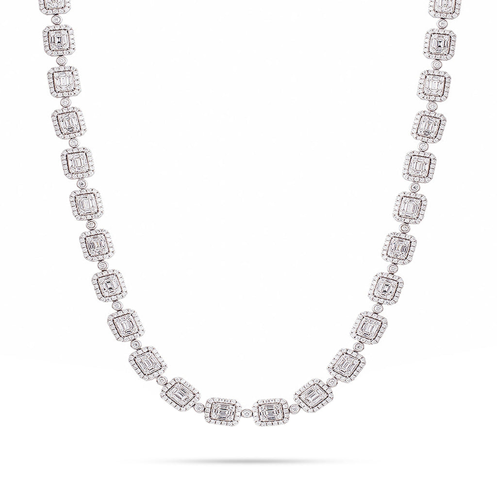 14k White Gold 14.02ct Diamond Baguette Necklace