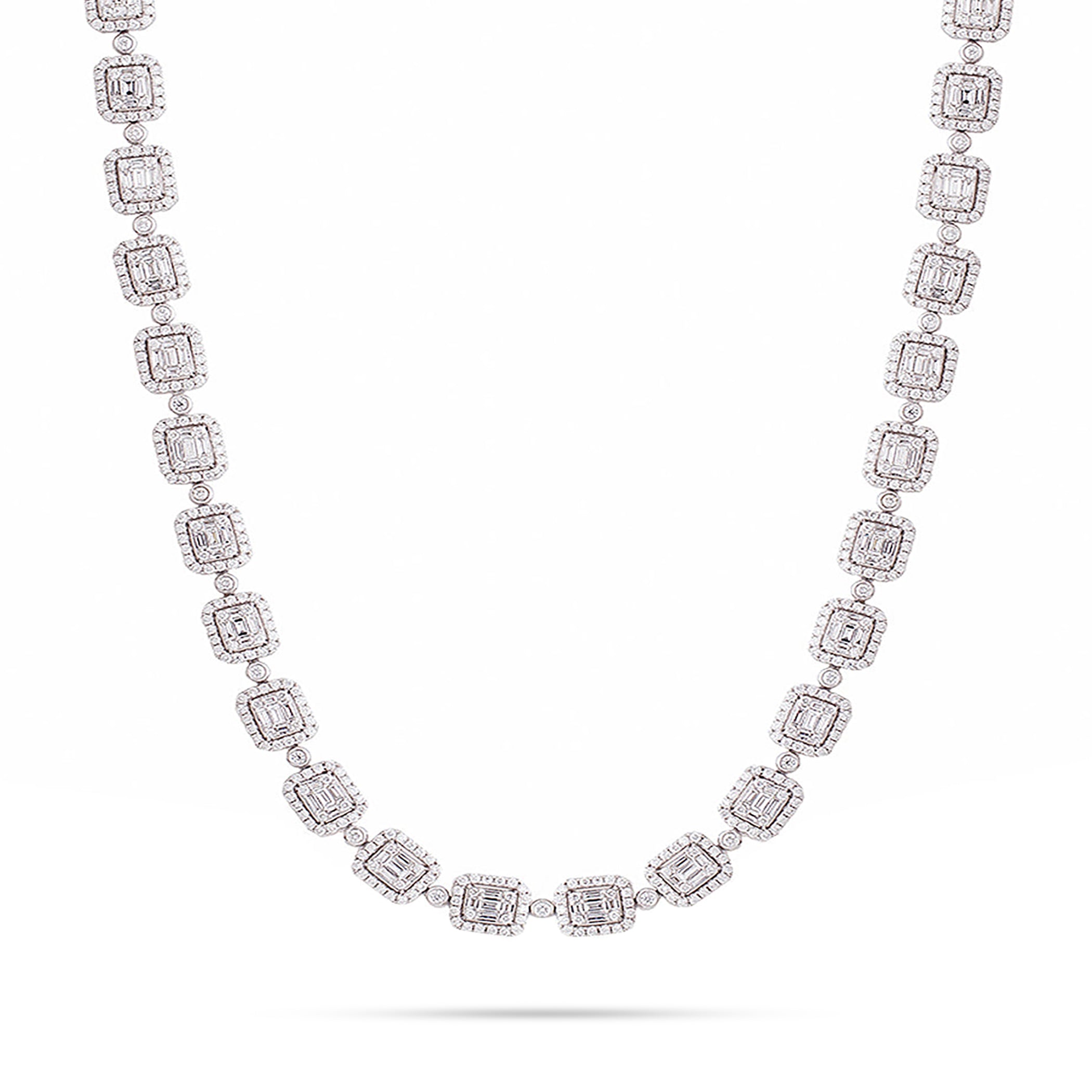 14k White Gold 14.02ct Diamond Baguette Necklace