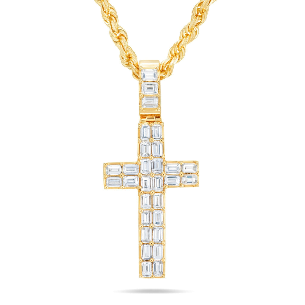 14K Gold 2.76ct Emerald Diamond Cross Pendant