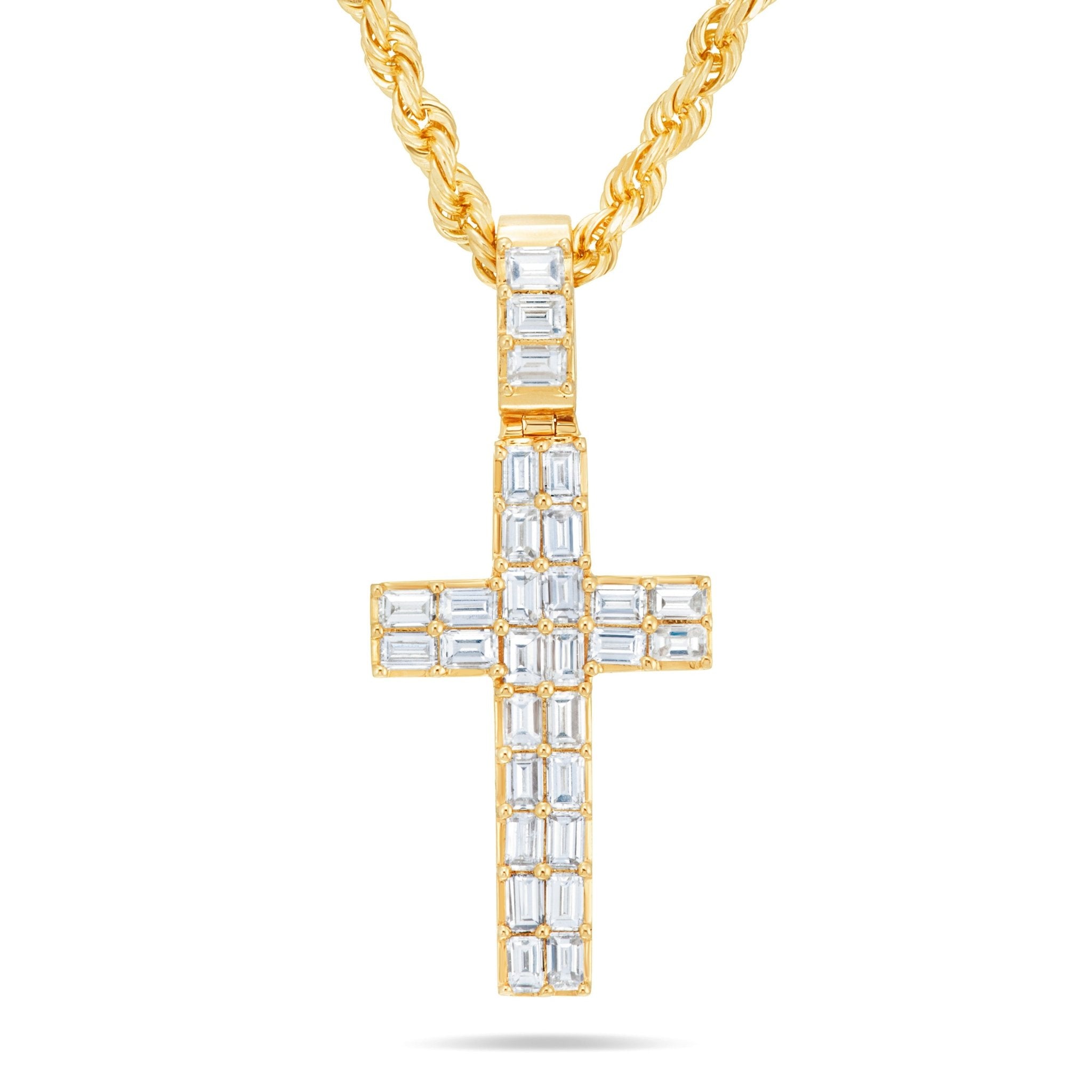 14K Gold 2.76ct Emerald Diamond Cross Pendant