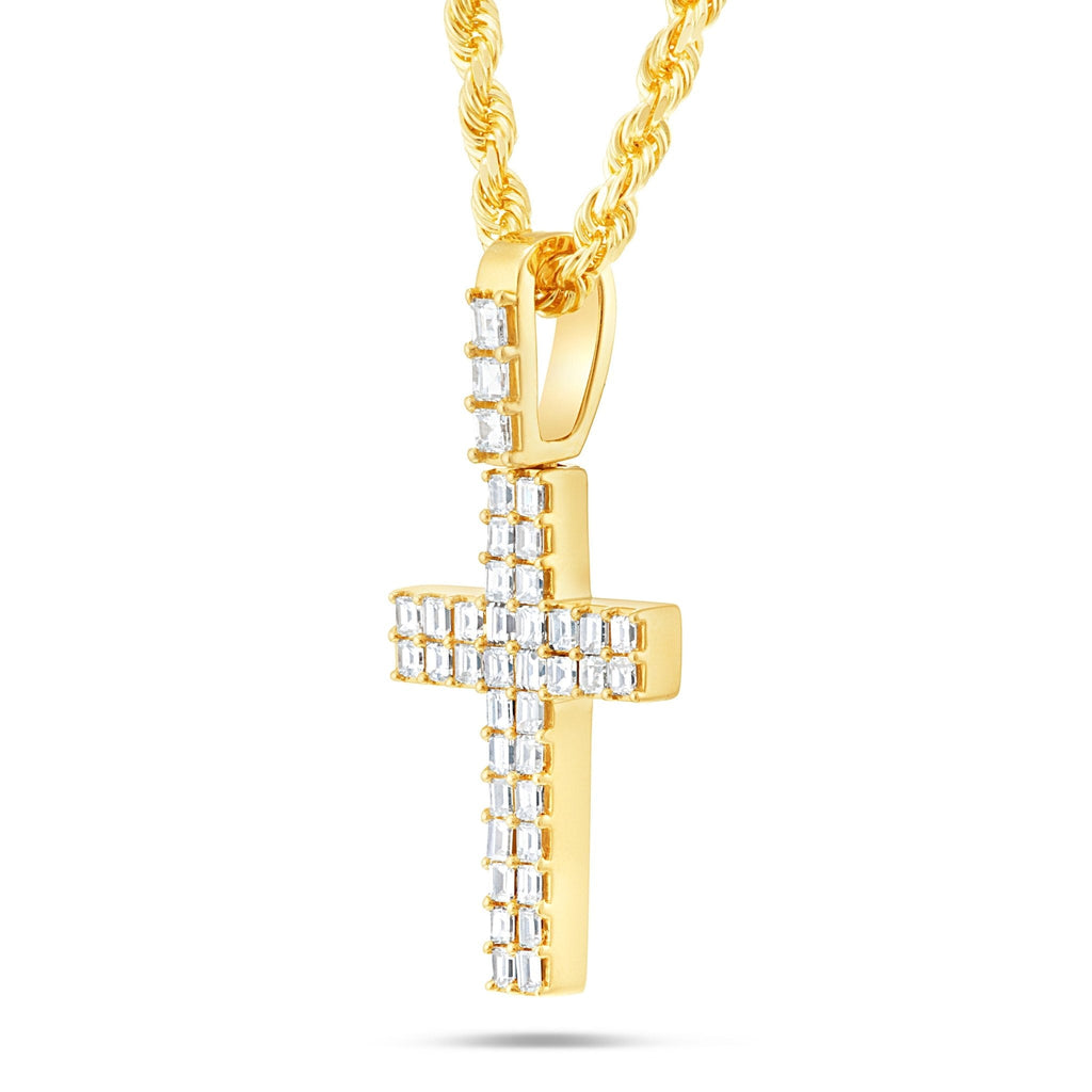 14K Gold 1.68ct Emerald Diamond Cross Pendant