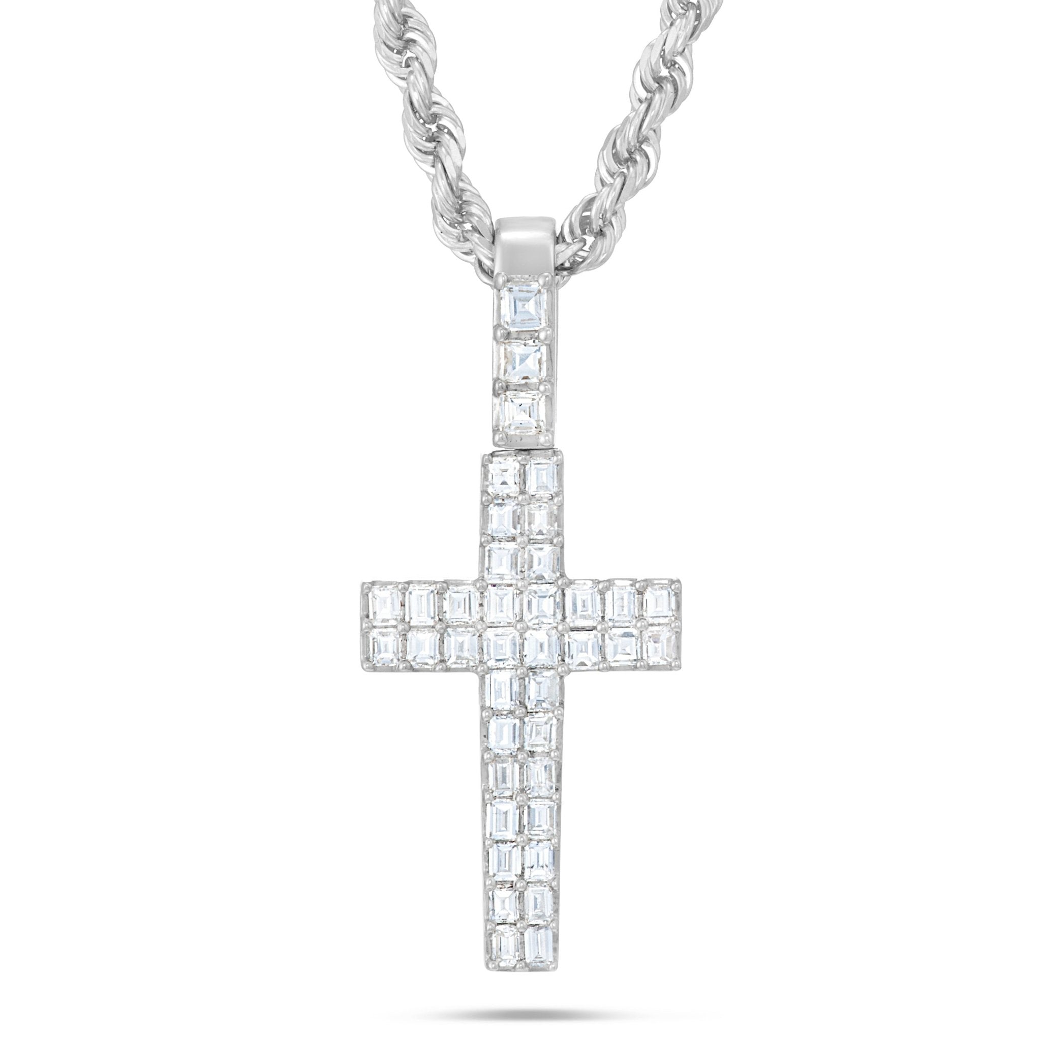 14K Gold 1.68ct Emerald Diamond Cross Pendant