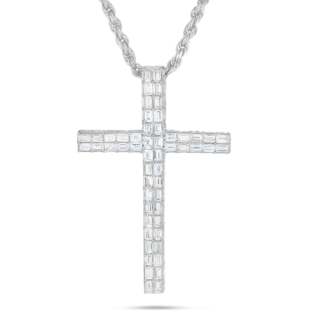 14K Gold 7.20ct Emerald Diamond Cross Pendant