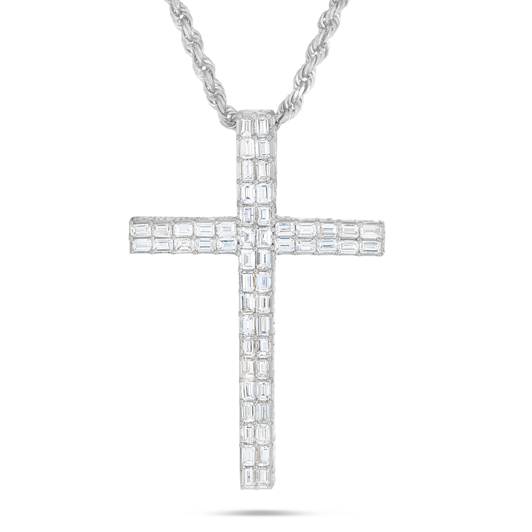14K Gold 7.20ct Emerald Diamond Cross Pendant