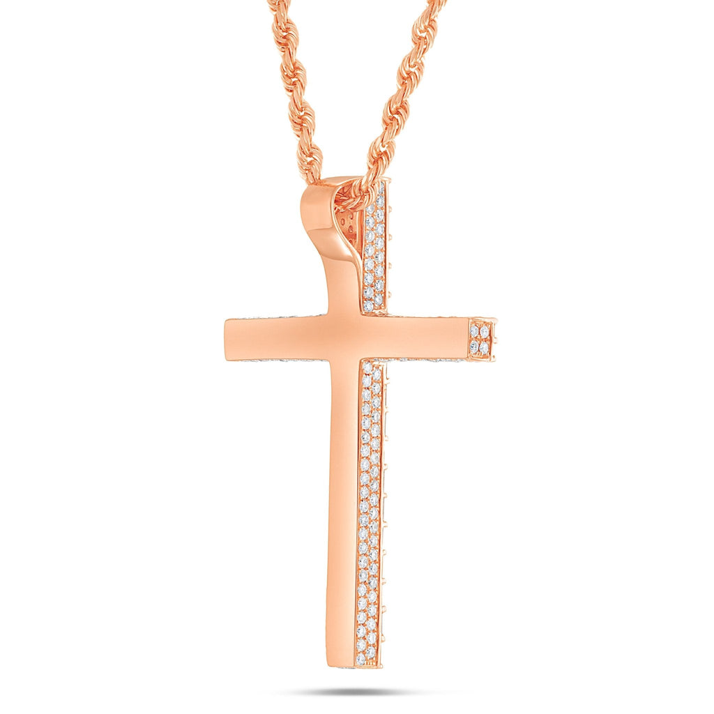 14K Gold 7.20ct Emerald Diamond Cross Pendant