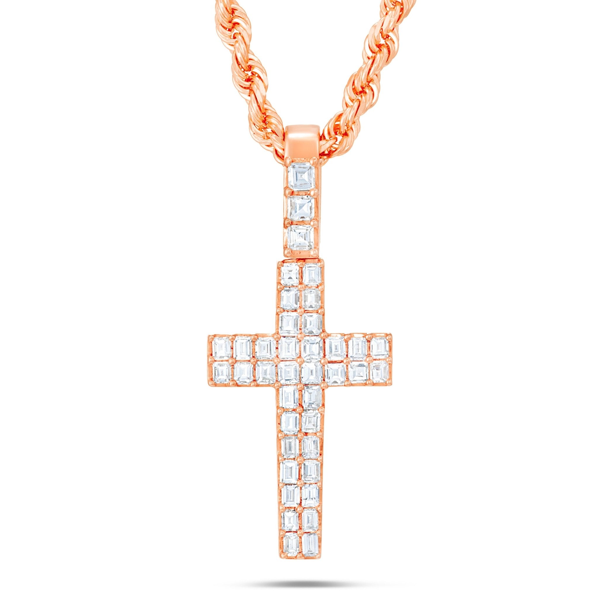 14K Gold 1.68ct Emerald Diamond Cross Pendant