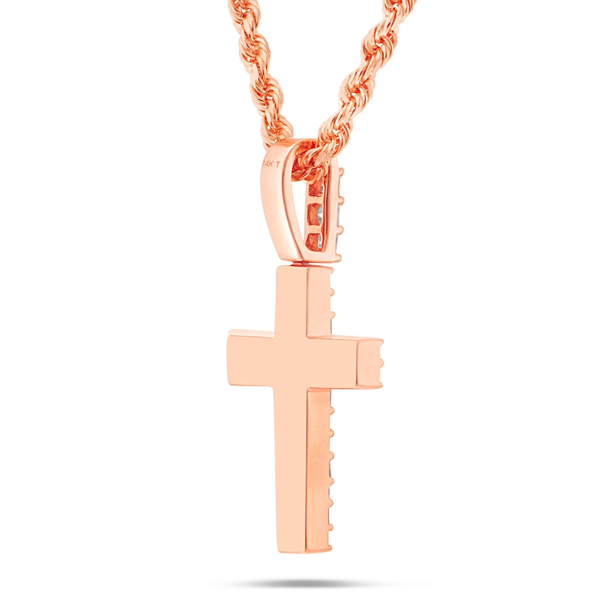 14K Gold 1.68ct Emerald Diamond Cross Pendant