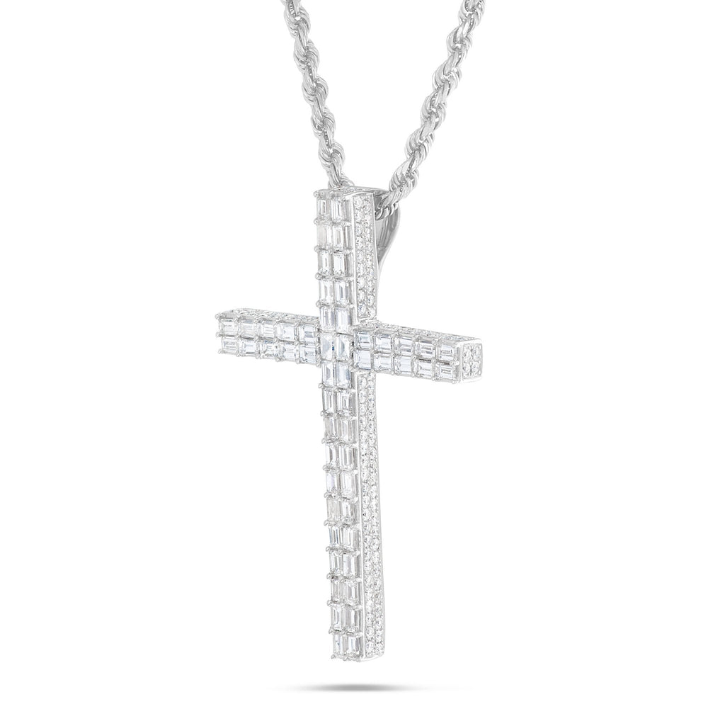 14K Gold 7.20ct Emerald Diamond Cross Pendant