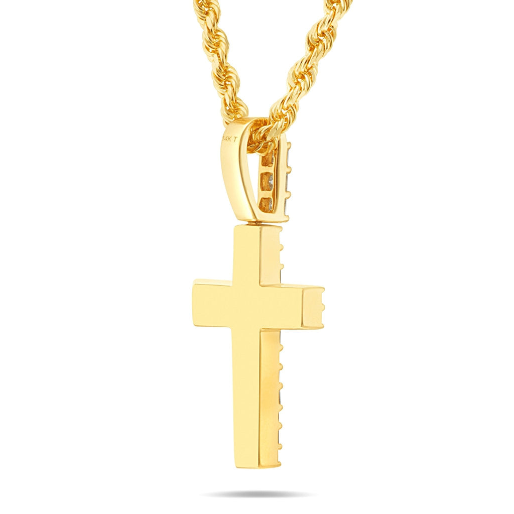 14K Gold 1.68ct Emerald Diamond Cross Pendant