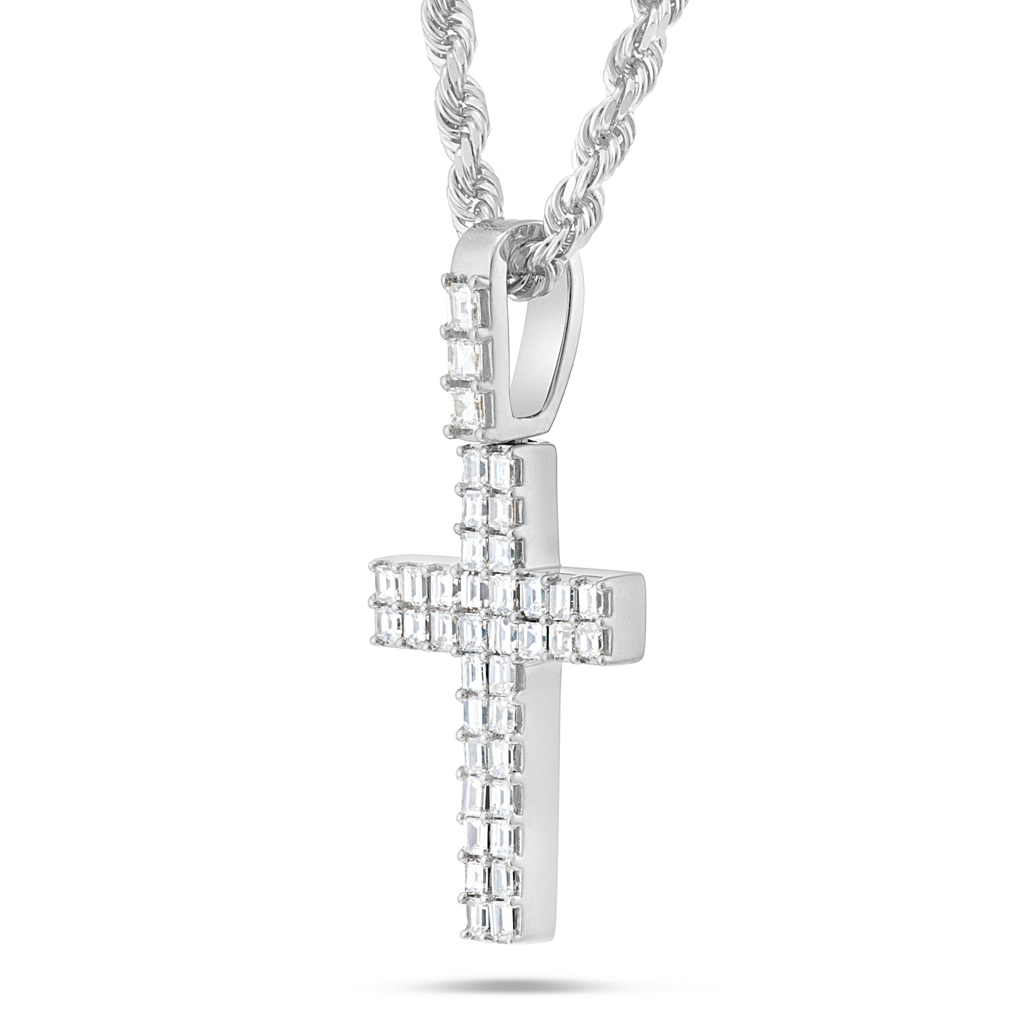 14K Gold 1.68ct Emerald Diamond Cross Pendant