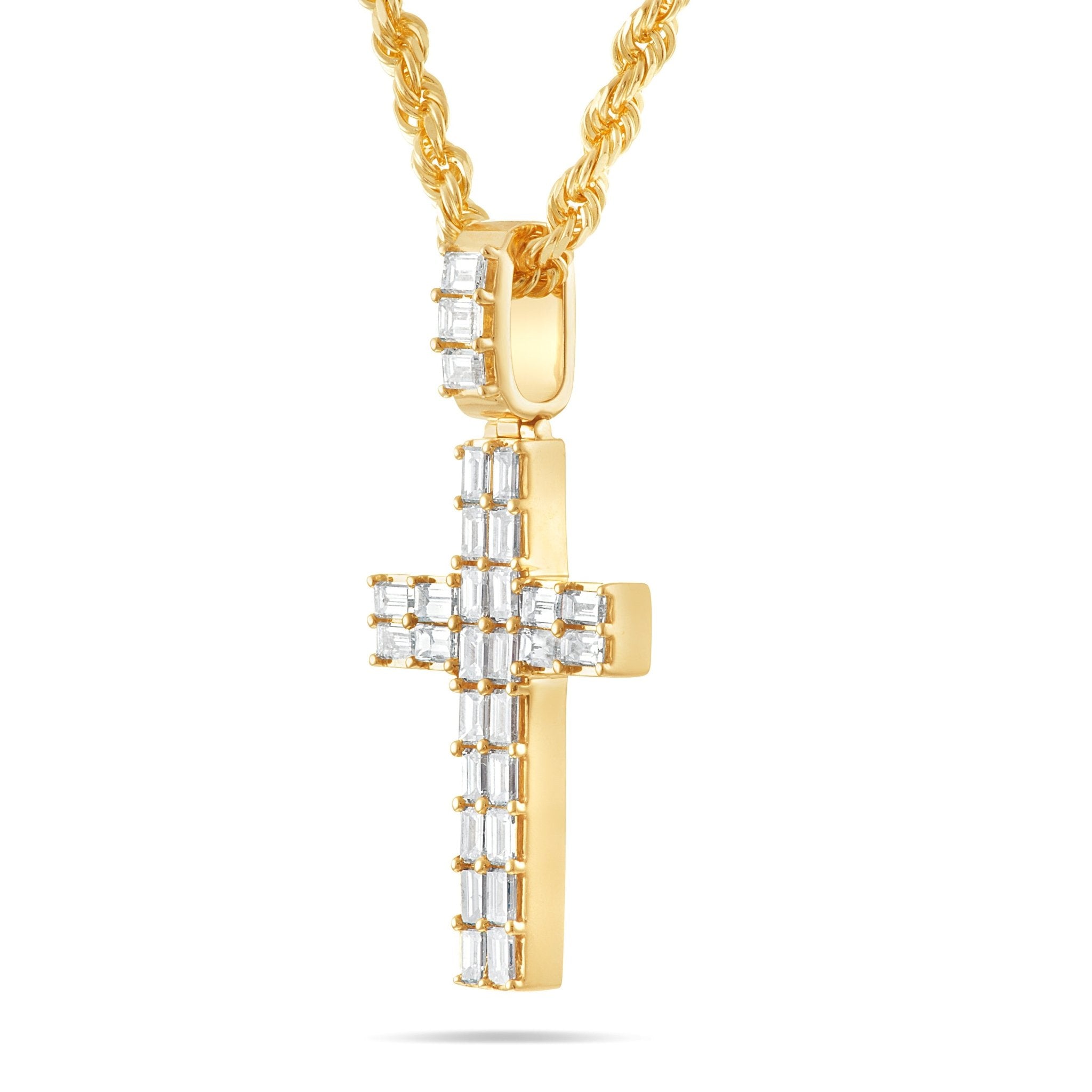 14K Gold 2.76ct Emerald Diamond Cross Pendant