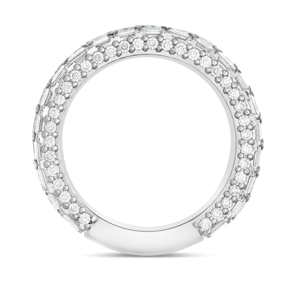 14K White Gold 6.44ct Emerald Diamond Eternity Ring
