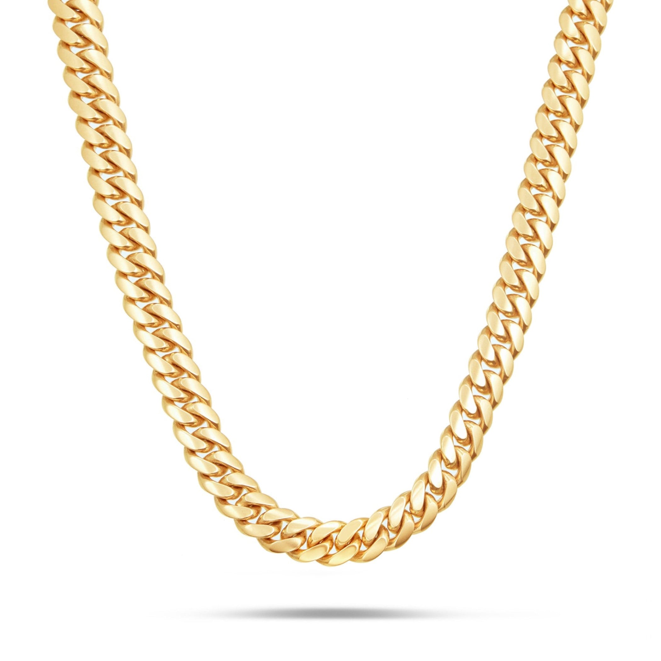 14K Solid Gold Cuban Chain, 13mm