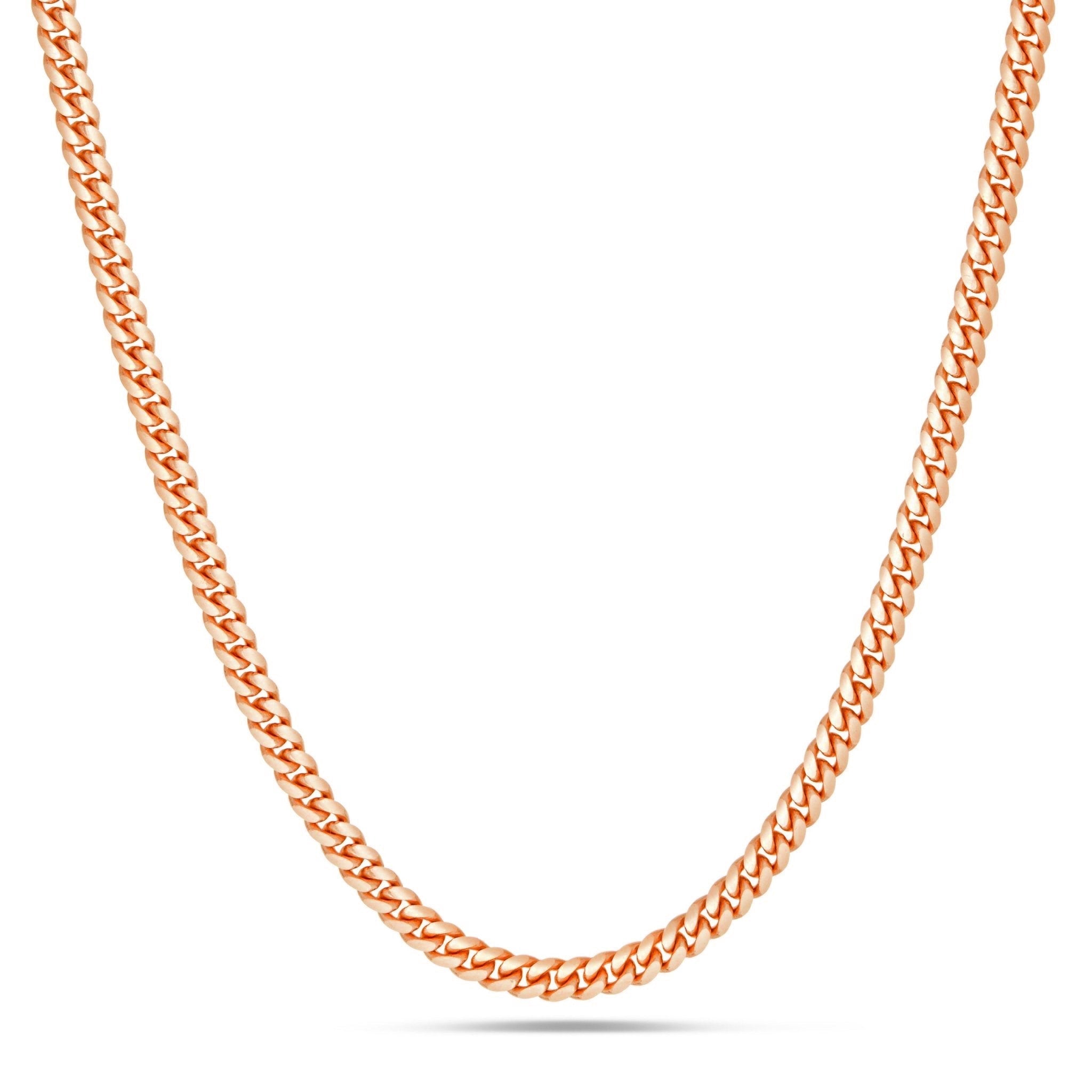 14K Solid Gold Cuban Chain, 4mm
