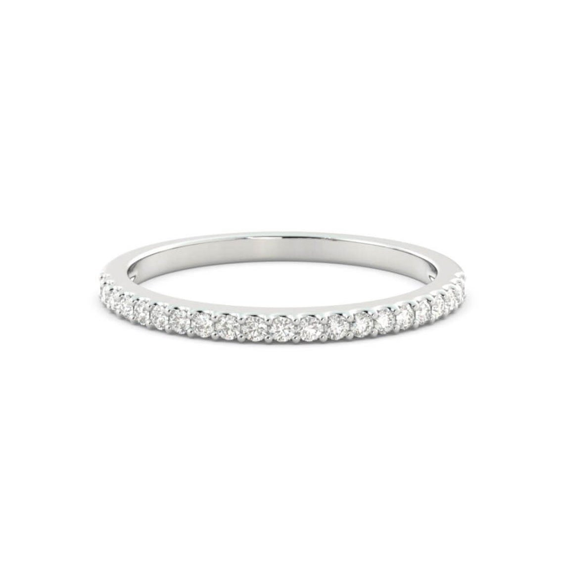 Diamond Halfway Pave Band in 14K Gold, 1.25 mm wide