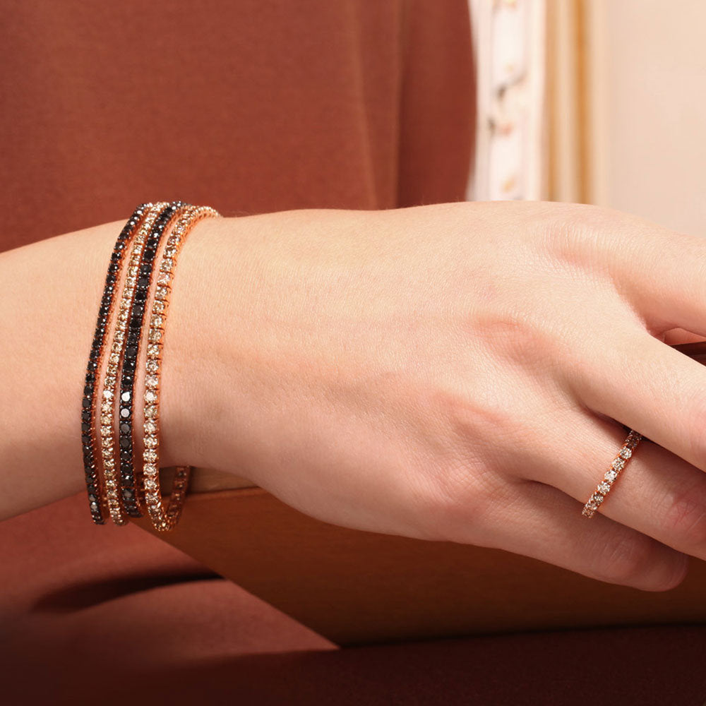 Ready to Ship Black Diamond Tennis Bracelet (6.00 ct.) 3 mm 4-Prongs Setting 14K Gold