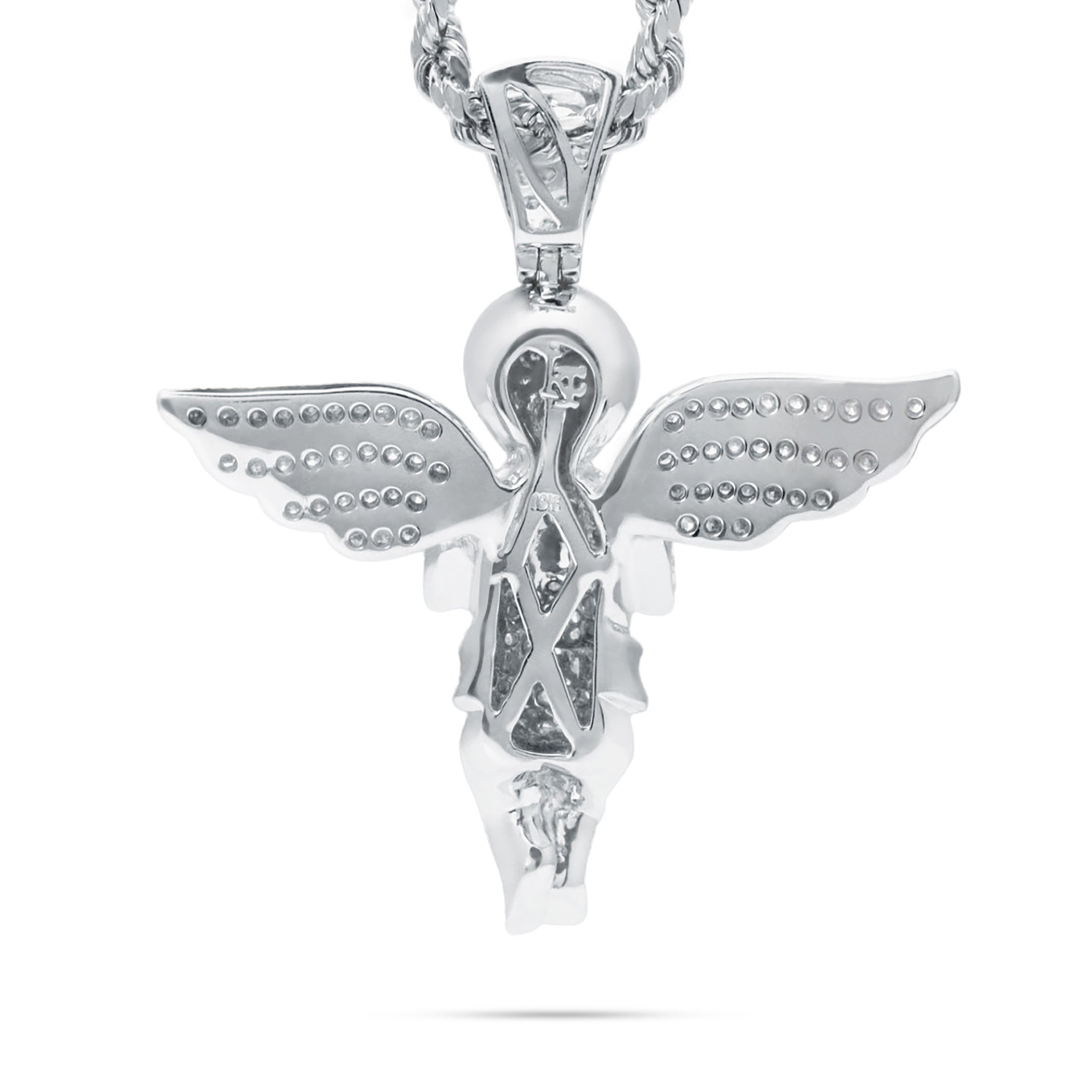 10k White Gold 1.75ct Diamond Angel Pendant