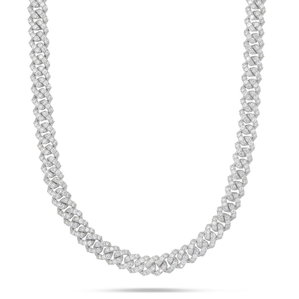 10K Gold 20.18ctw Prongset Diamond 10.5mm Cuban Chain