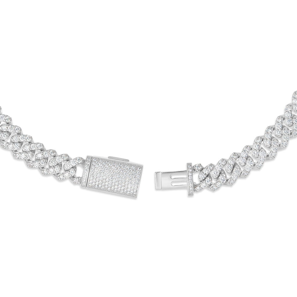 10K Gold 20.18ctw Prongset Diamond 10.5mm Cuban Chain
