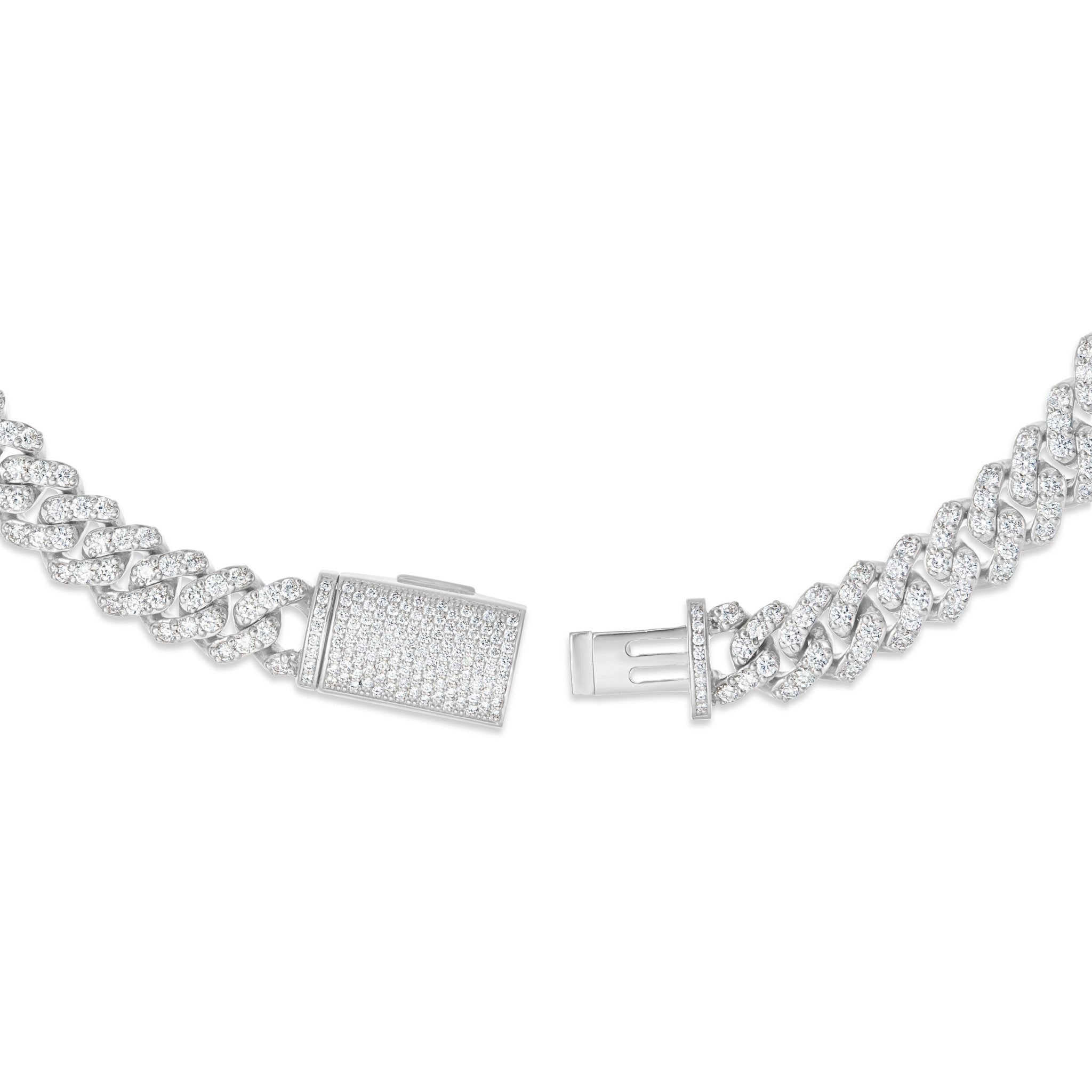 10K Gold 20.18ctw Prongset Diamond 10.5mm Cuban Chain