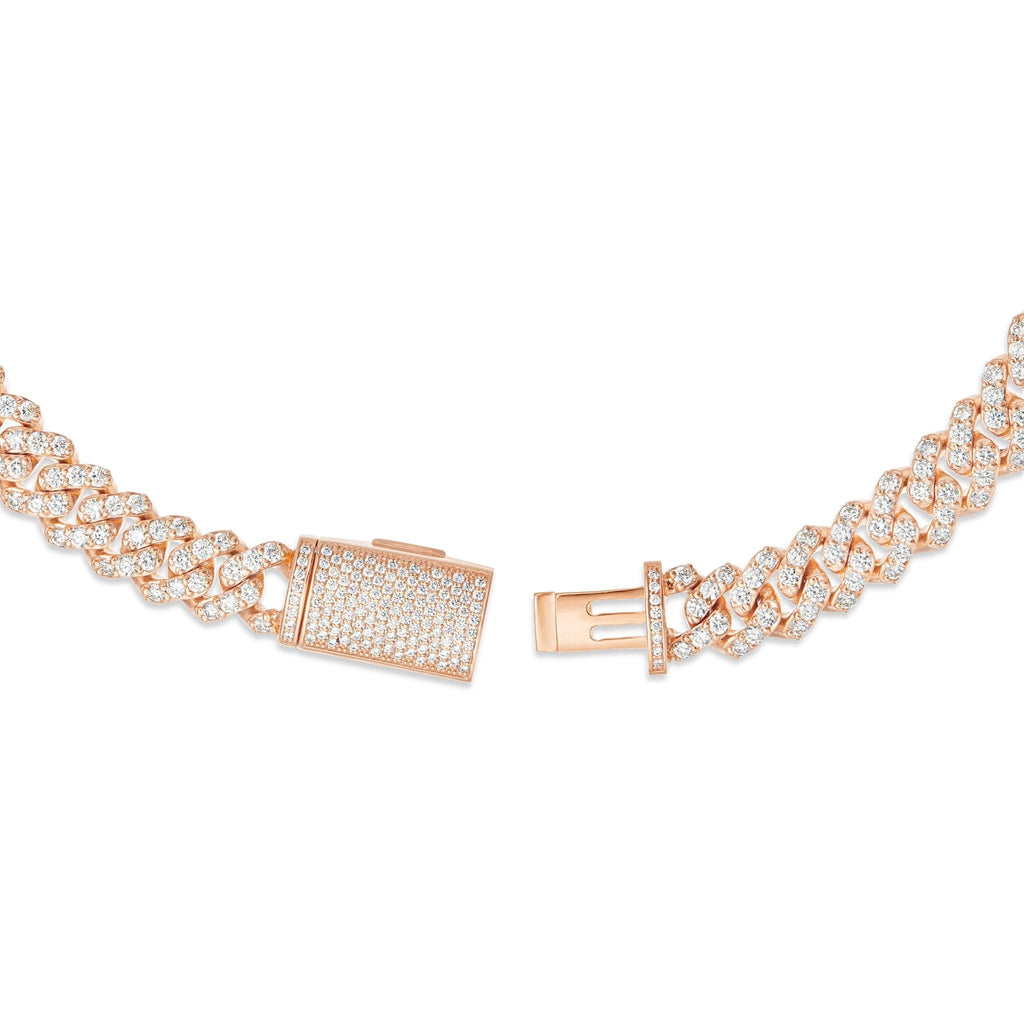 10K Gold 20.18ctw Prongset Diamond 10.5mm Cuban Chain