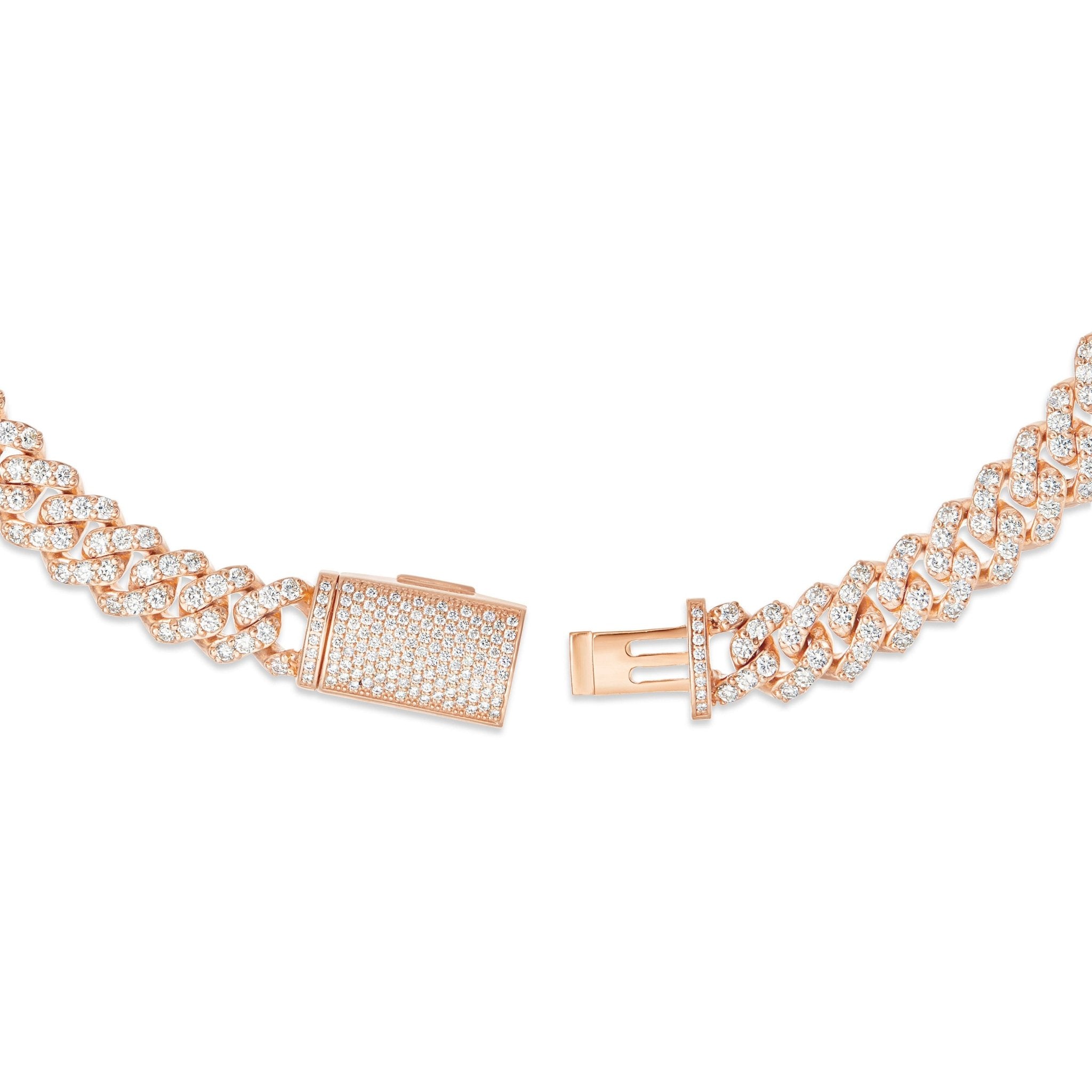 10K Gold 20.18ctw Prongset Diamond 10.5mm Cuban Chain