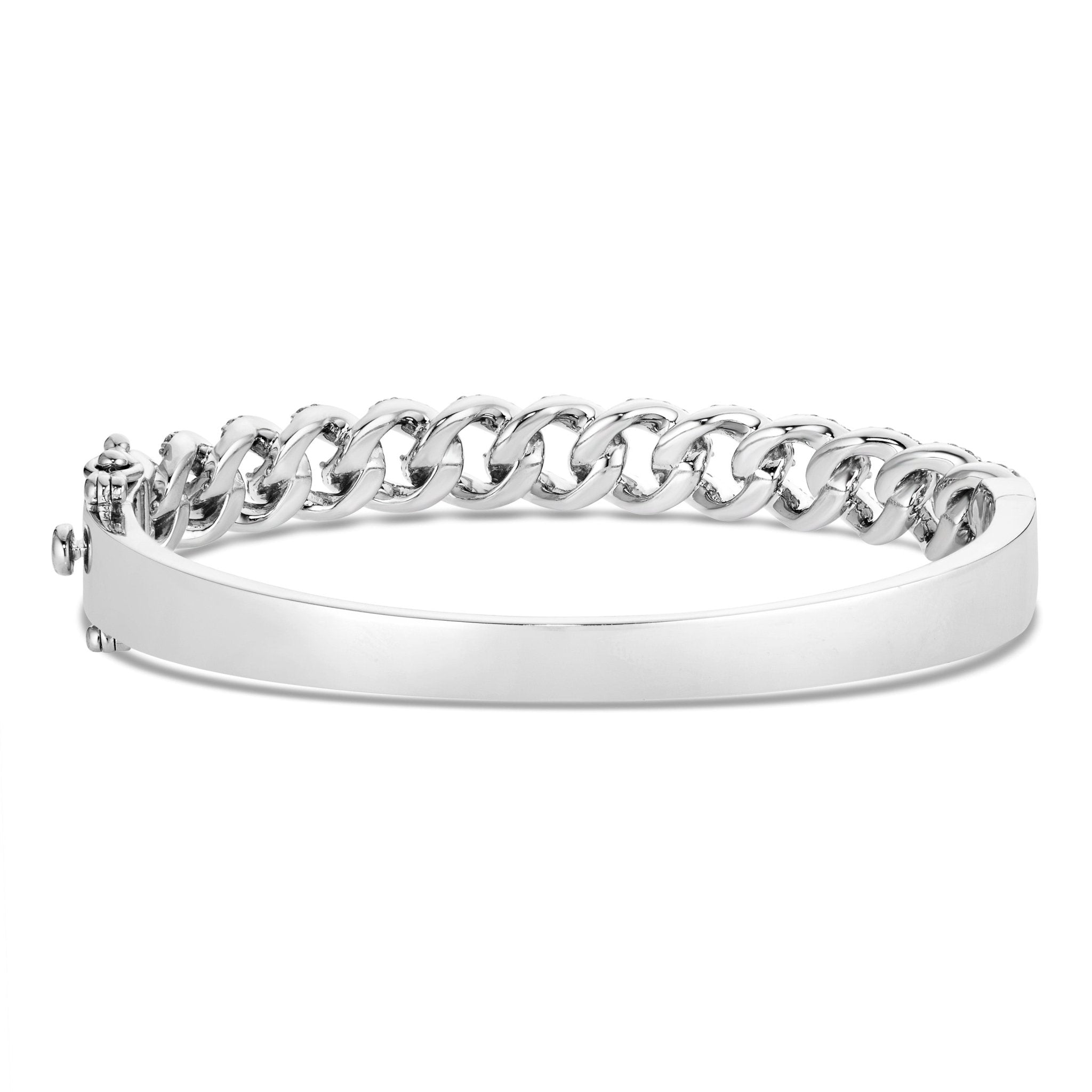 10K White Gold 2.0ct Prong set Diamond Cuban Bangle Bracelet