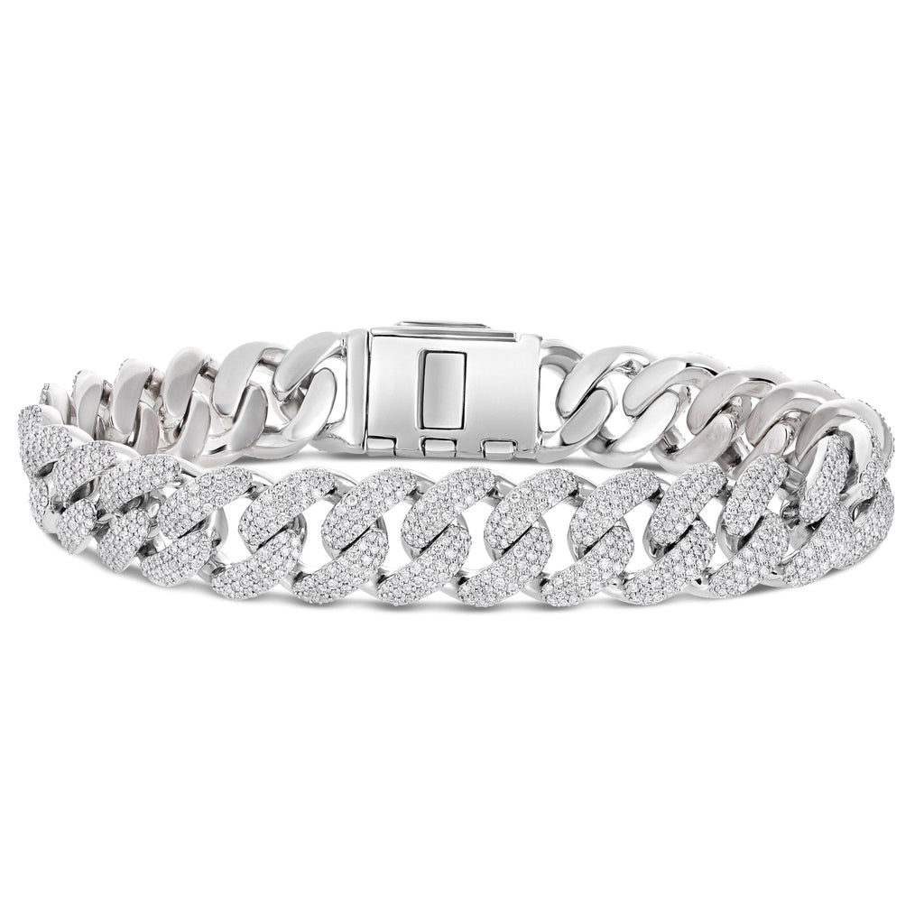 10K White Gold 22ct Prong set Diamond 8mm Cuban Bracelet