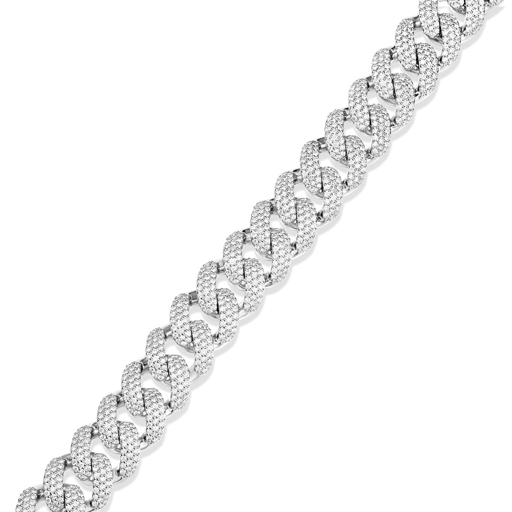 10K White Gold 22ct Prong set Diamond 8mm Cuban Bracelet