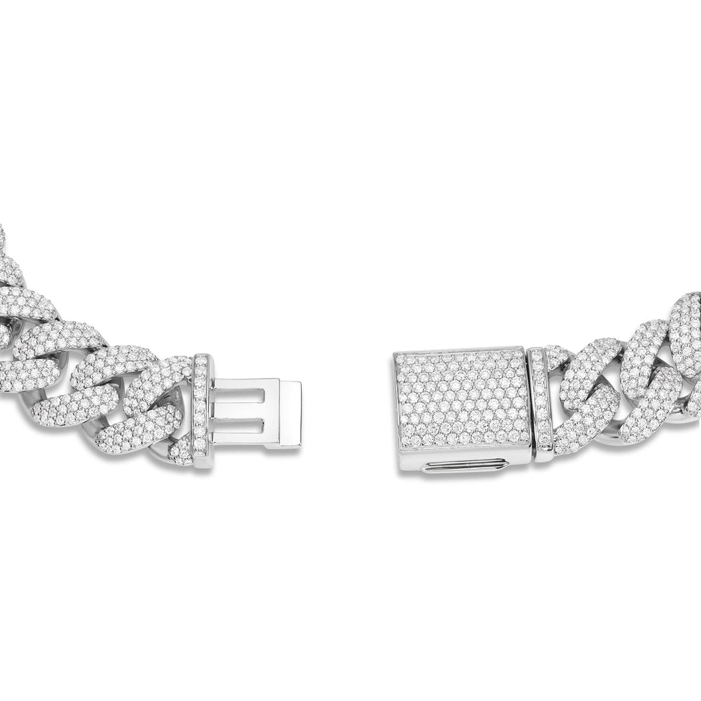 10K White Gold 22ct Prong set Diamond 8mm Cuban Bracelet