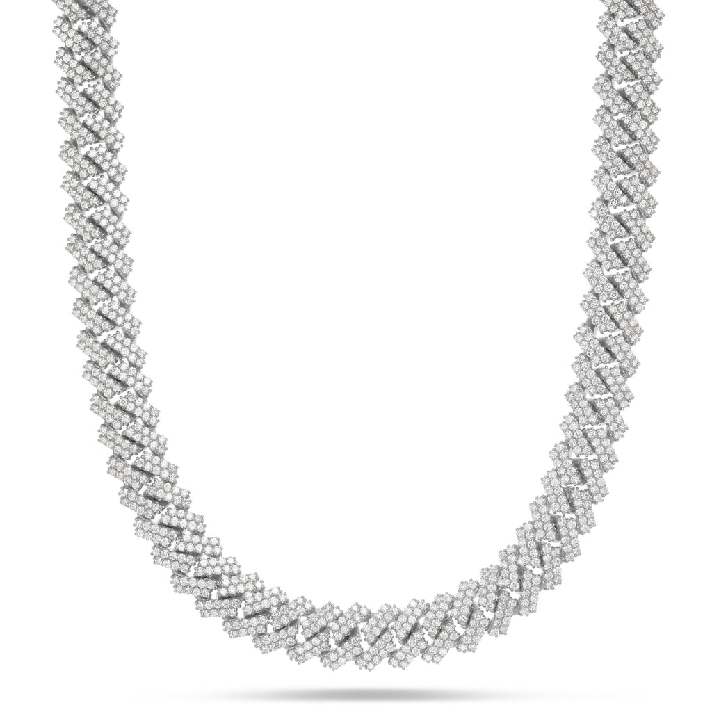 10K Gold 40.44ctw Prongset Diamond 15mm Cuban Chain