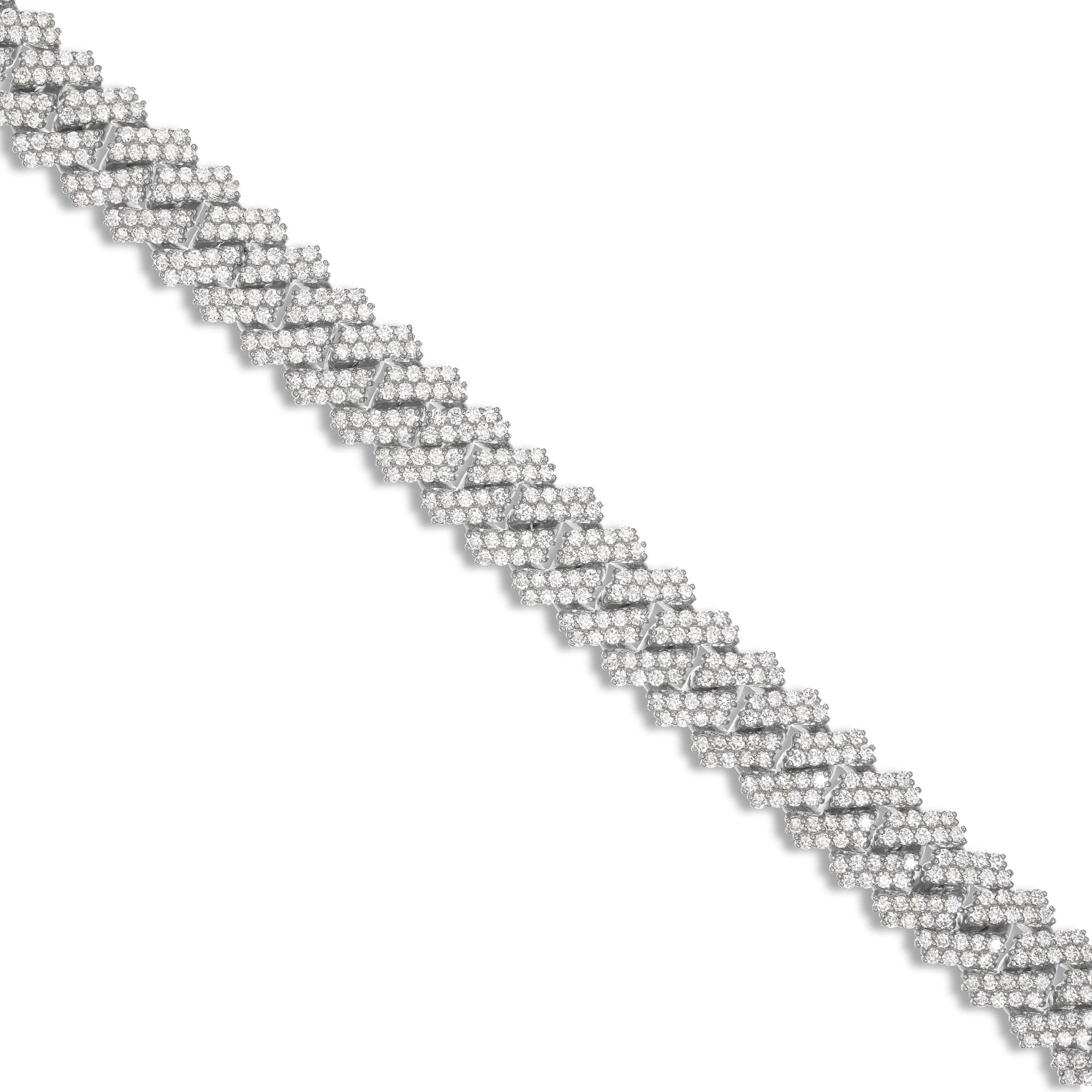 10K Gold 40.44ctw Prongset Diamond 15mm Cuban Chain