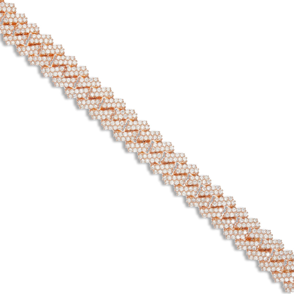 10K Gold 40.44ctw Prongset Diamond 15mm Cuban Chain