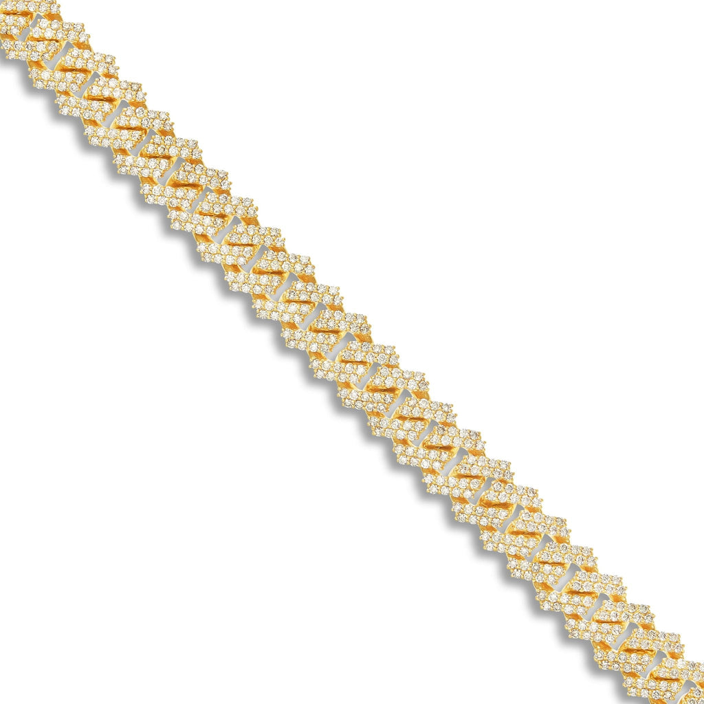 14K Yellow Gold Prongset Diamond Cuban Chain 9.25mm