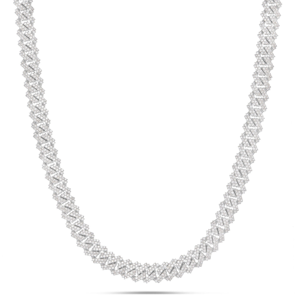 14K Yellow Gold Prongset Diamond Cuban Chain 9.25mm