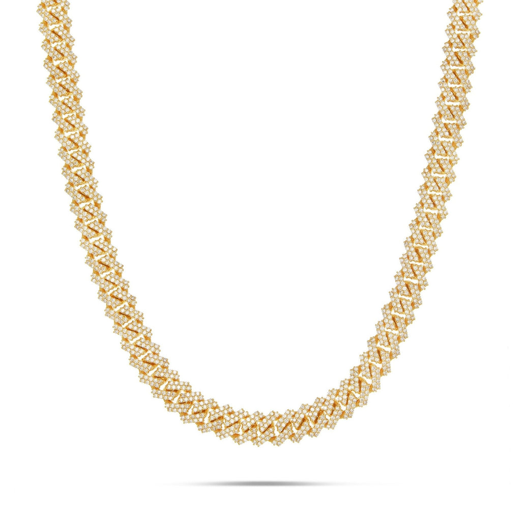 14K Yellow Gold Prongset Diamond Cuban Chain 9.25mm