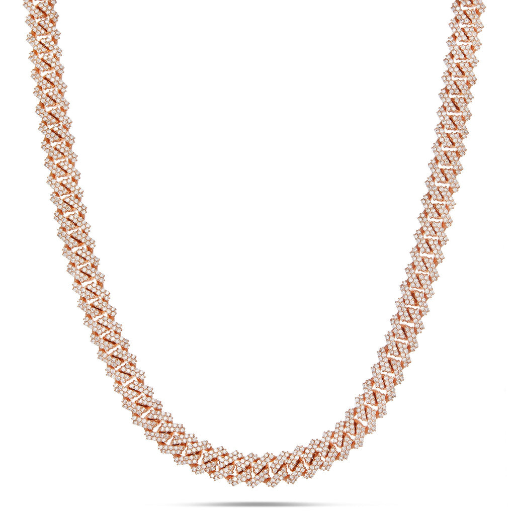 14K Yellow Gold Prongset Diamond Cuban Chain 9.25mm